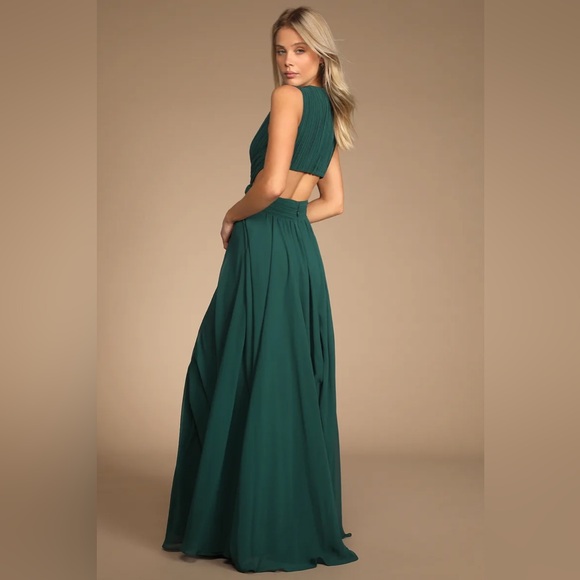 Lulus - Vivid Imagination Emerald Green Cutout Maxi Dress - Picture 4 of 5